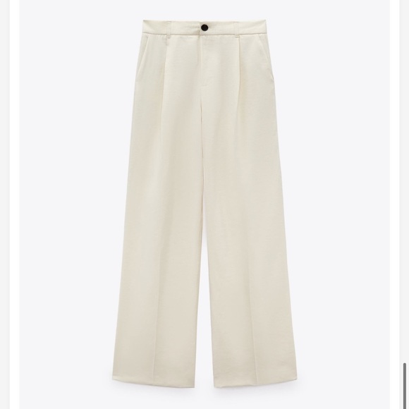 Zara Pants & Jumpsuits Zara Full Length Pants Ecru Poshmark